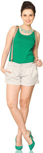 Miss Chase Casual Sleeveless Solid Women's Green Top