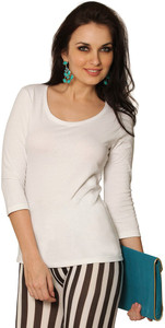 Miss Chase Casual 3/4th Sleeve Solid Women's White Top