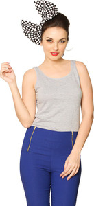 Miss Chase Casual Sleeveless Solid Women's Grey Top