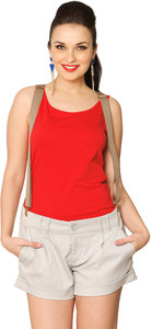 Miss Chase Casual Sleeveless Solid Women's Red Top