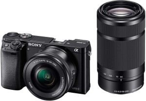 sony alpha ilce-6000y/b in5 mirrorless camera body with dual lens : 16-50 mm & 55-210 mm(black)
