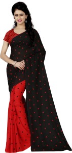 anand sarees polka print daily wear faux georgette saree(black) 1262_3