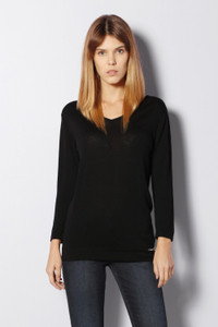 Van Heusen Casual Full Sleeve Solid Women's Black Top