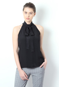 Van Heusen Casual Sleeveless Solid Women's Black Top