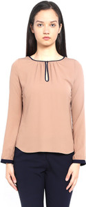 Van Heusen Casual Full Sleeve Solid Women's Beige Top