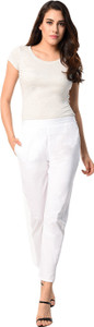 PAMO Regular Fit Women's White Trousers