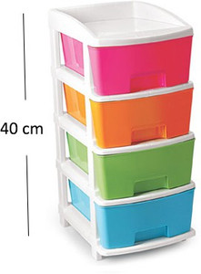 Nakoda 4 Compartments Plastic Fusion Storage Drawer 4 Tier High