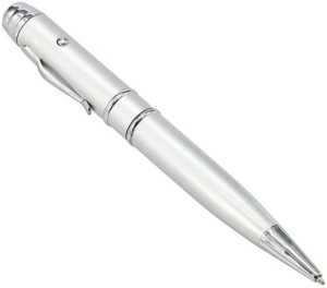 KBR PRODUCT Ball pen style with LED'S multifunctional laser pointer 32gb silver USB 2.0 media storage device 32 GB Pen Drive(Silver)
