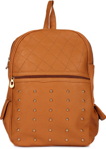 Rajni Fashion PU Leather Girls Backpack,School Bag, Student Backpack (TAN) Waterproof Backpack