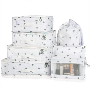 HOUSE OF QUIRK 7 Set Travel Organizer Bag 3 Packing Cubes 3 Pouches 1 Toiletry Organizer Bag Premium Quality White Cactus White Price in India Flipkart