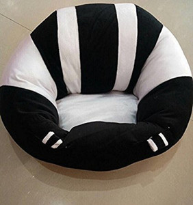 jassi toys Baby Soft Plush Sofa Chair Medium,Training Seat Baby Safety for 1-3 Year Baby (Black :White) - 15 cm