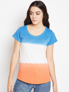 The Dry State Self Design Women's Scoop Neck Multicolor T-Shirt