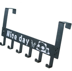 SYGA 6 Hooks Hanger Over The Door Hook Hanger (Black) 6 - Pronged Hook Rail