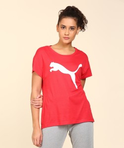 PUMA Round Neck Red T-Shirt - Buy PUMA Printed Women Round Neck Red T-Shirt Online at Best Prices India |
