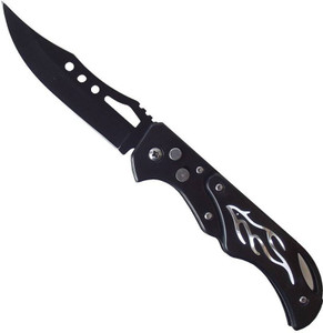 HOTCHPOTCH Rampuri Switchblade Button Open Stainless Steel Pocket Knife (Black) Knife