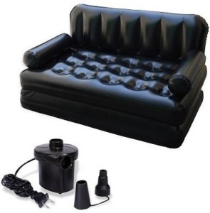 wds airsofa pvc (polyvinyl chloride) 3 seater inflatable sofa(color - black)