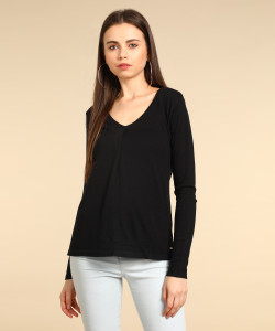 Van Heusen Casual Full Sleeve Self Design Women's Black Top