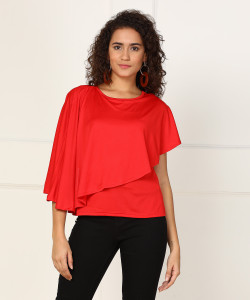 AND Casual Half Sleeve Solid Women's Red Top