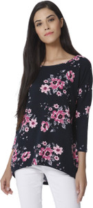 Vero Moda Casual 3/4th Sleeve Floral Print Women's Blue Top