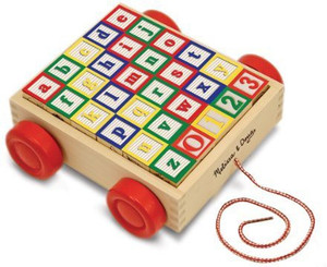 MELISSA DOUG Classic Abc 123 Building Block Cart Classic Abc