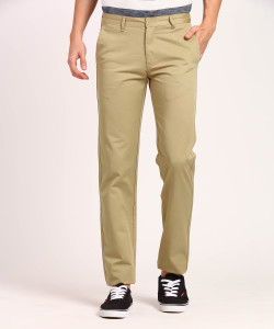 Metronaut Regular Fit Men's Cotton Beige Trousers