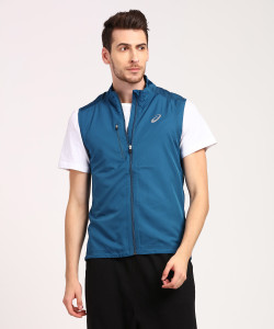 Asics Sleeveless Solid Men Round Neck Jacket - Buy BLUE Asics Sleeveless  Solid Men Round Neck Jacket Online at Best Prices in India | Flipkart.com