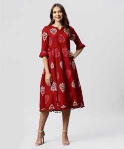 fit and flare maroon dress