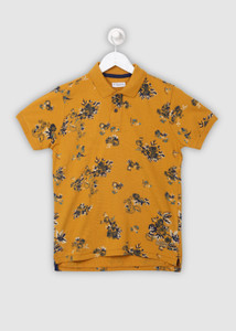 Flipkart U.S. POLO ASSN. Boys Floral Print Cotton Blend Regular T Shirt Polo Neck