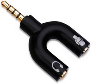 TECH-X 3.5MM U Shape Headphone & Mic Audio Splitter Jack for All Devices (Black) Headphone Splitter