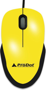 ProDot Universal MU213s USB Wired Optical Mouse for PC, Laptop, Desktop, Android TV and Smart TV, 1000 DPI (USB-Yellow) Wired Optical Mouse