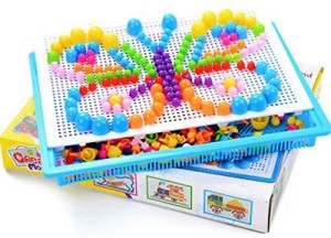 296Pcs Kids Peg Board Jigsaw Puzzle Mushroom Nails DIY Educational