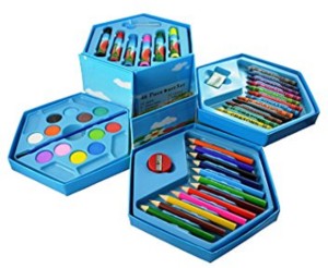 Johnnie Boy Arts Color Kit for Kids - 46 Piece Art Set (Hexagonal