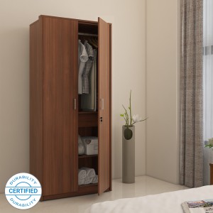spacewood apex engineered wood 2 door wardrobe(finish color - walnut rigato)