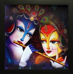 Radha Krishna Painting -Synthetic WoodFor Home.Office.Drawing Room.Living  Room.Gift Art-Poster (11x14 Inch)