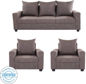 gioteak canberra fabric 3 + 1 + 1 brown sofa set