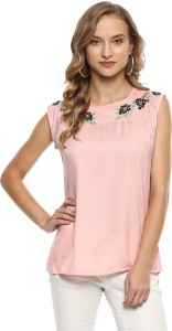 Mayra Casual Sleeveless Solid Women's Pink Top
