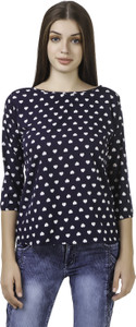 WISER Casual 3/4th Sleeve Printed Women's Black Top