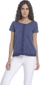 Vero Moda Casual Short Sleeve Solid Women's Blue Top