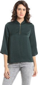 Vero Moda Casual 3/4th Sleeve Solid Women's Green Top