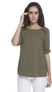 Vero Moda Casual Full Sleeve Solid Women's Green Top