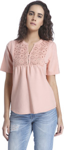 Vero Moda Casual Short Sleeve Solid Women's Pink Top