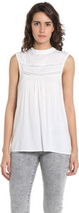 Vero Moda Casual Sleeveless Solid Women's White Top