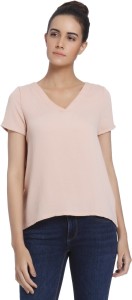 Vero Moda Casual Short Sleeve Solid Women's Pink Top