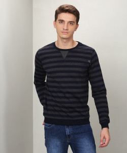 Peter England Full Sleeve Striped Men Sweatshirt