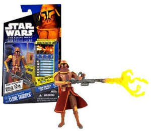 STAR WARS Hasbro Year 2010 The Clone Wars Galactic Battle Game Series 4 Inch Tall Action Figure CW26 FLAMETHROWER CLONE TROOPER with Radio Pack Flamethrower with Flames Rifle Battle Game Card