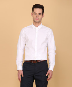 Benetton Men Solid Formal White Shirt 