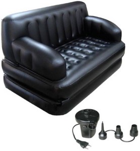 wds a�classy pvc (polyvinyl chloride) 3 seater inflatable sofa(color - black)