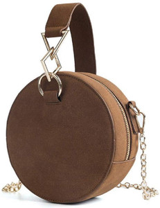 Mei Ge Brown Sling Bag Women s PU Leather Round Sling Bag Chain Crossbody Handbag Fashion Small Zipper Purse 10236 Brown Brown Price in India Flipkart