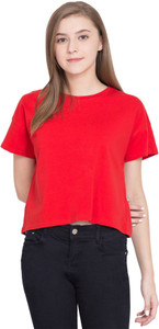 Cliths Casual Half Sleeve Solid Women's Red Top