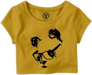 Tees World Casual Short Sleeve Graphic Print Women's Yellow Top